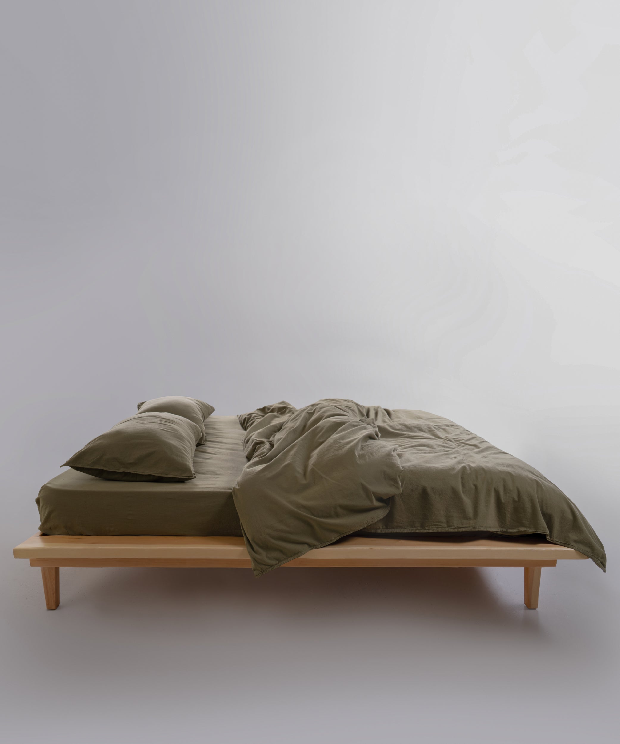 Stonewashed Cotton Duvet Cover Set Olive | 100% Soft Natural Cotton