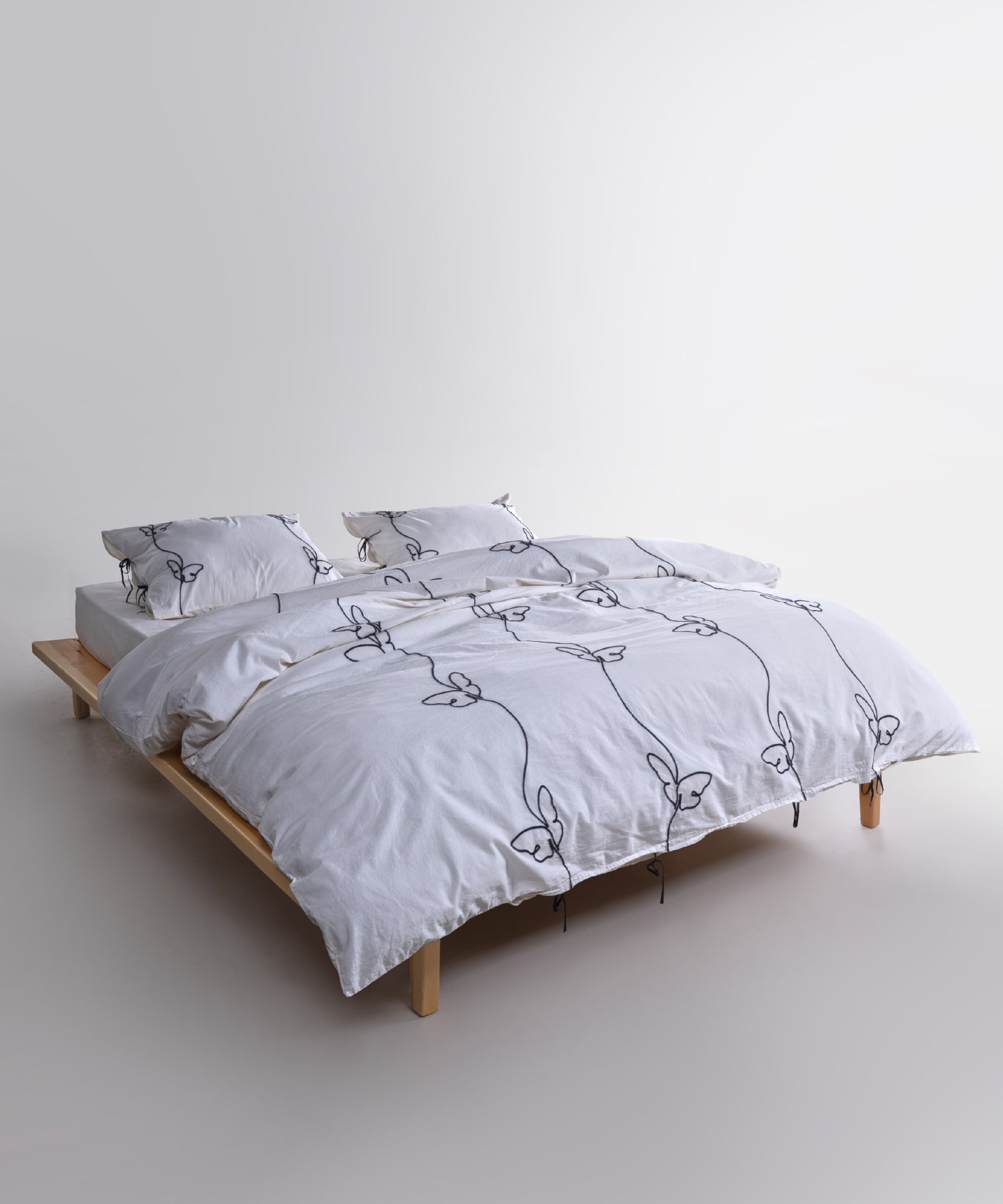 Stonewashed 100% Soft Cotton Duvet Cover Set Butterfly