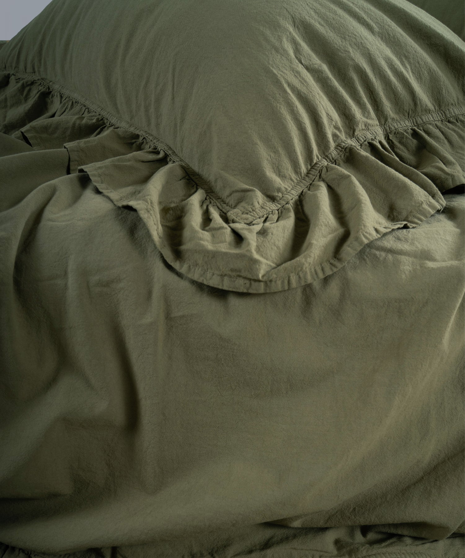 Stonewash 100% Soft Cotton Duvet Cover Set Exclusive Capulet Olive