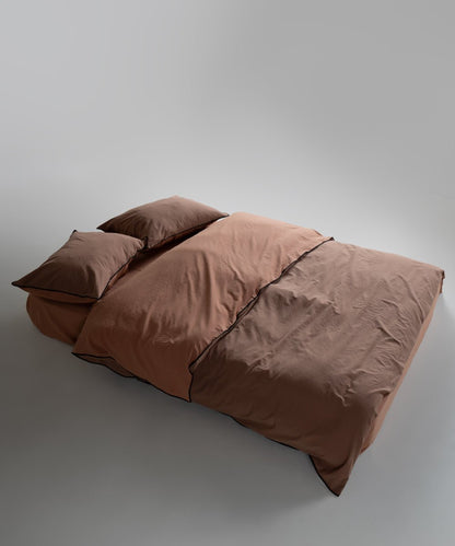Essualte Stonewashed Reversible 100% Cotton Duvet Cover Set Wood Smoke/Autumn