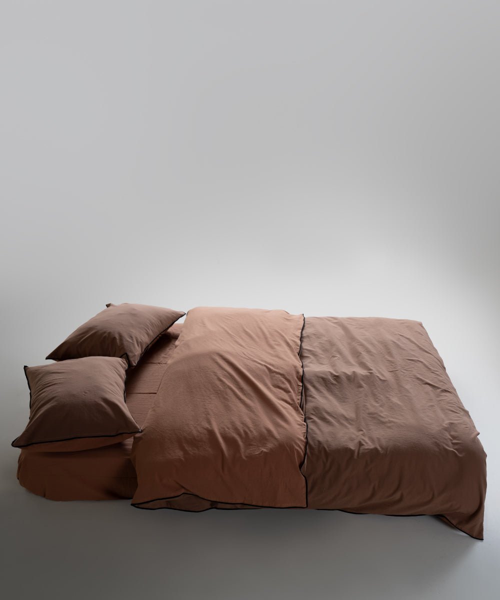 Essualte Stonewashed Reversible 100% Cotton Duvet Cover Set Wood Smoke/Autumn