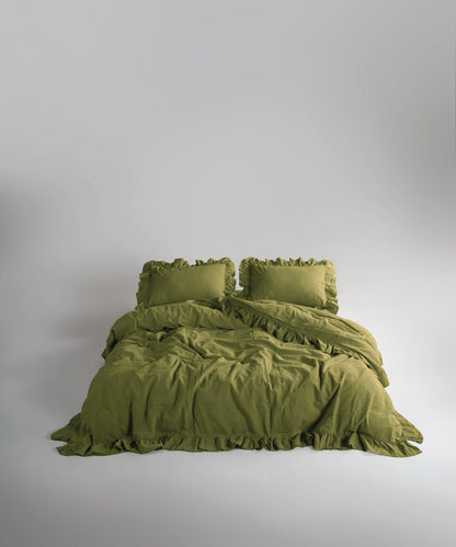Stonewash Exclusive 100% Soft Cotton Fitted Sheet Set Capulet Olive