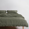 Stonewashed Exclusive 100% Soft Cotton Ruffled Duvet Cover Capulet Olive