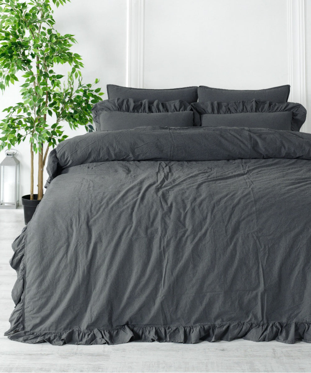 Exclusive Stonewashed 100% Cotton Duvet Cover Set - Castle Rock