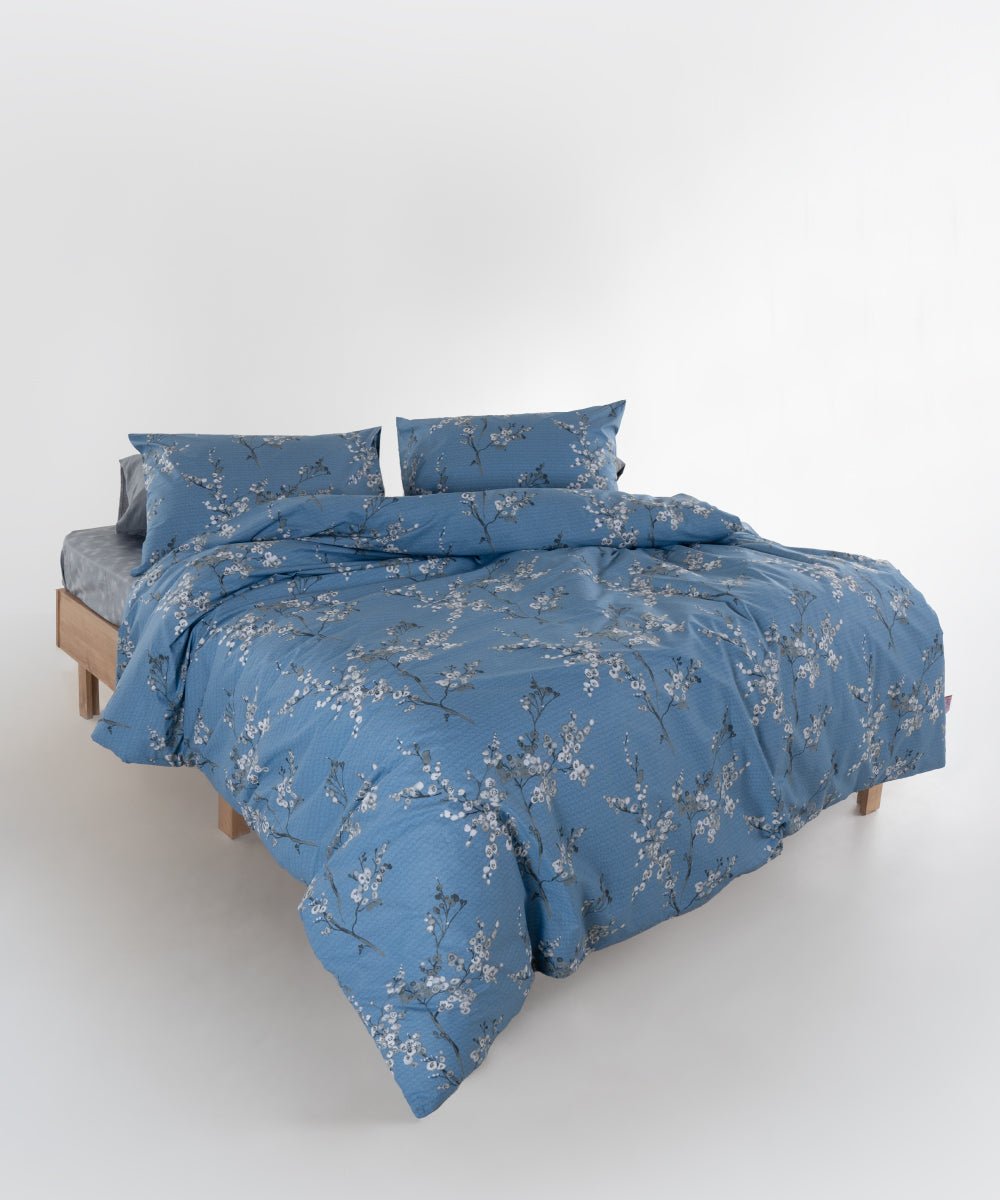 Chicory 100% Cotton Duvet Cover Set - İndigo