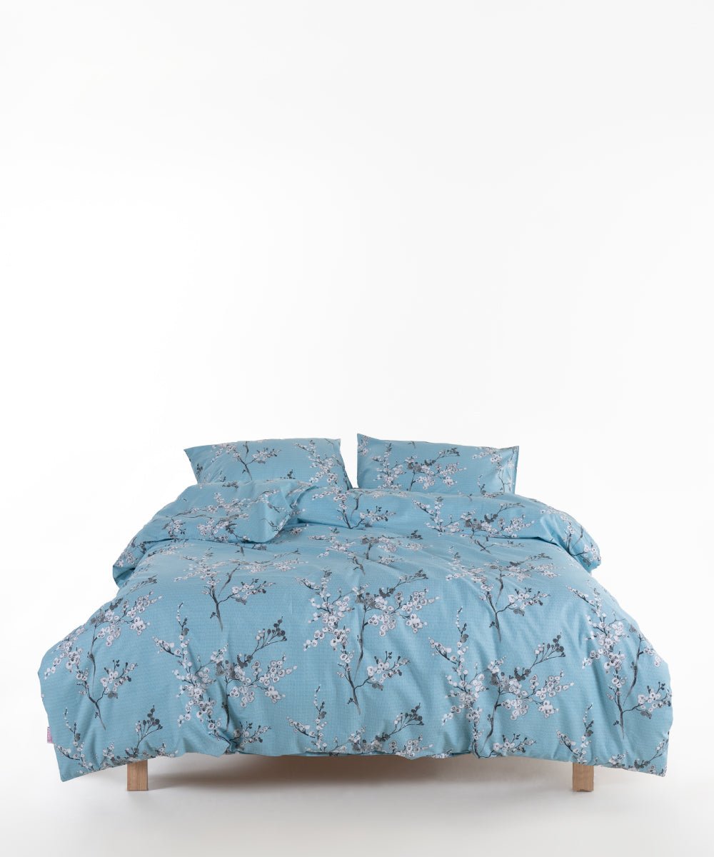 Chicory 100% Cotton Duvet Cover Set - Blue