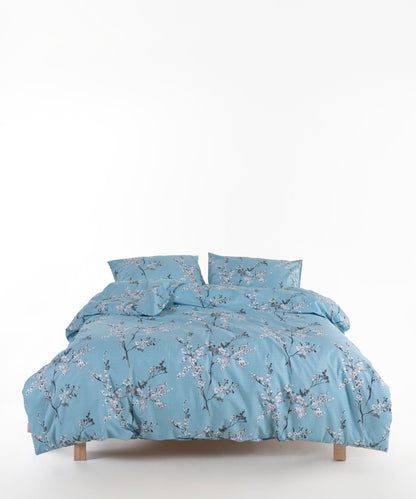 Chicory 100% Cotton Duvet Cover Set - Blue