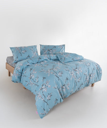 Chicory 100% Cotton Duvet Cover Set - Blue