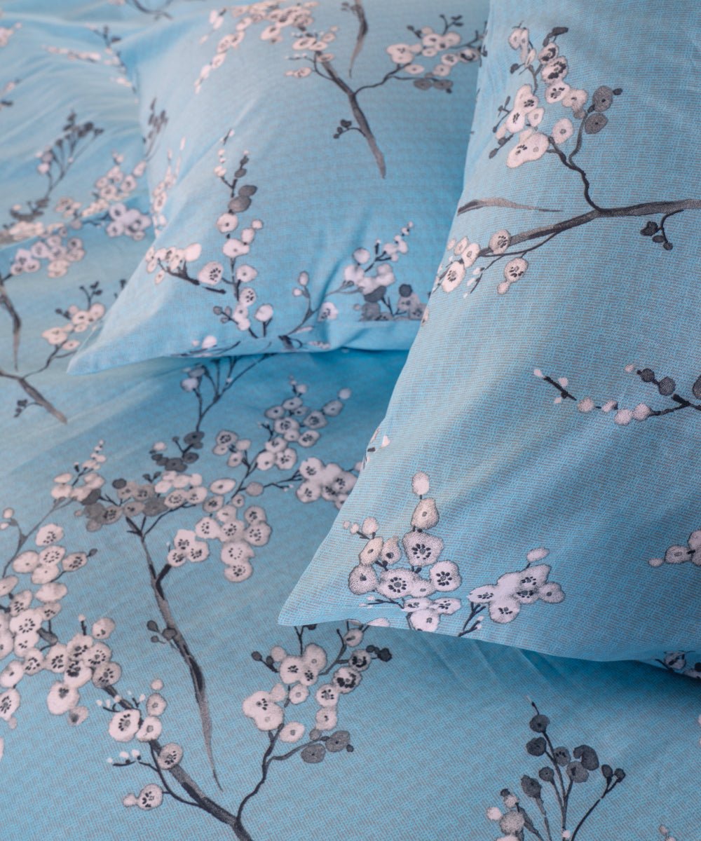 Chicory 100% Cotton Duvet Cover Set - Blue