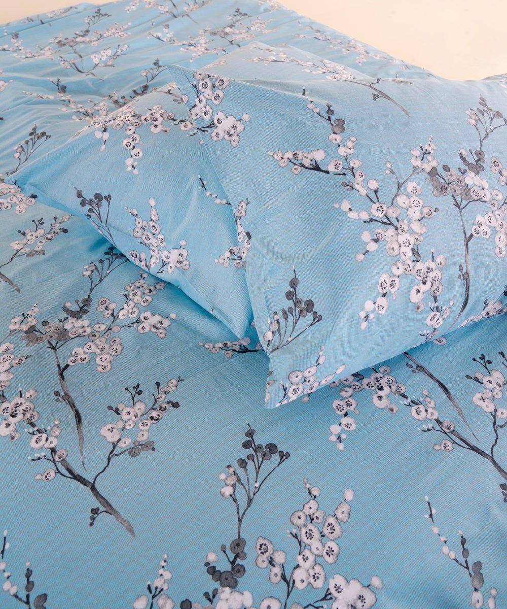 Chicory 100% Cotton Duvet Cover Set - Blue