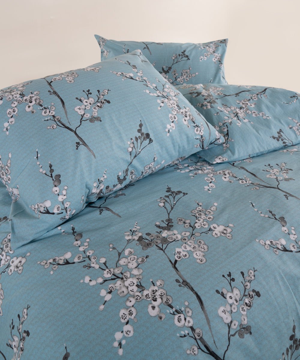 Chicory 100% Cotton Duvet Cover Set - Blue