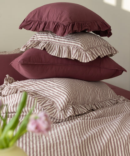 Garmentwashed Raspberry 100% Cotton Duvet Cover Set
