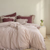 Garmentwashed Raspberry 100% Cotton Duvet Cover Set