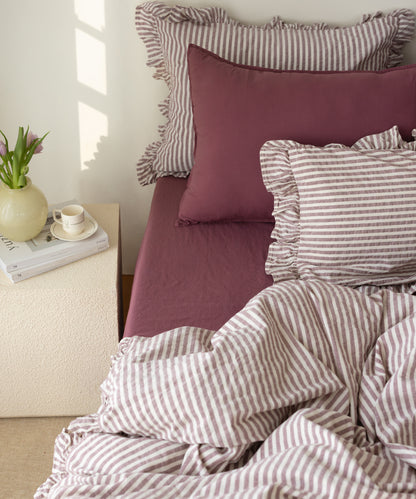 Garmentwashed Raspberry 100% Cotton Duvet Cover Set