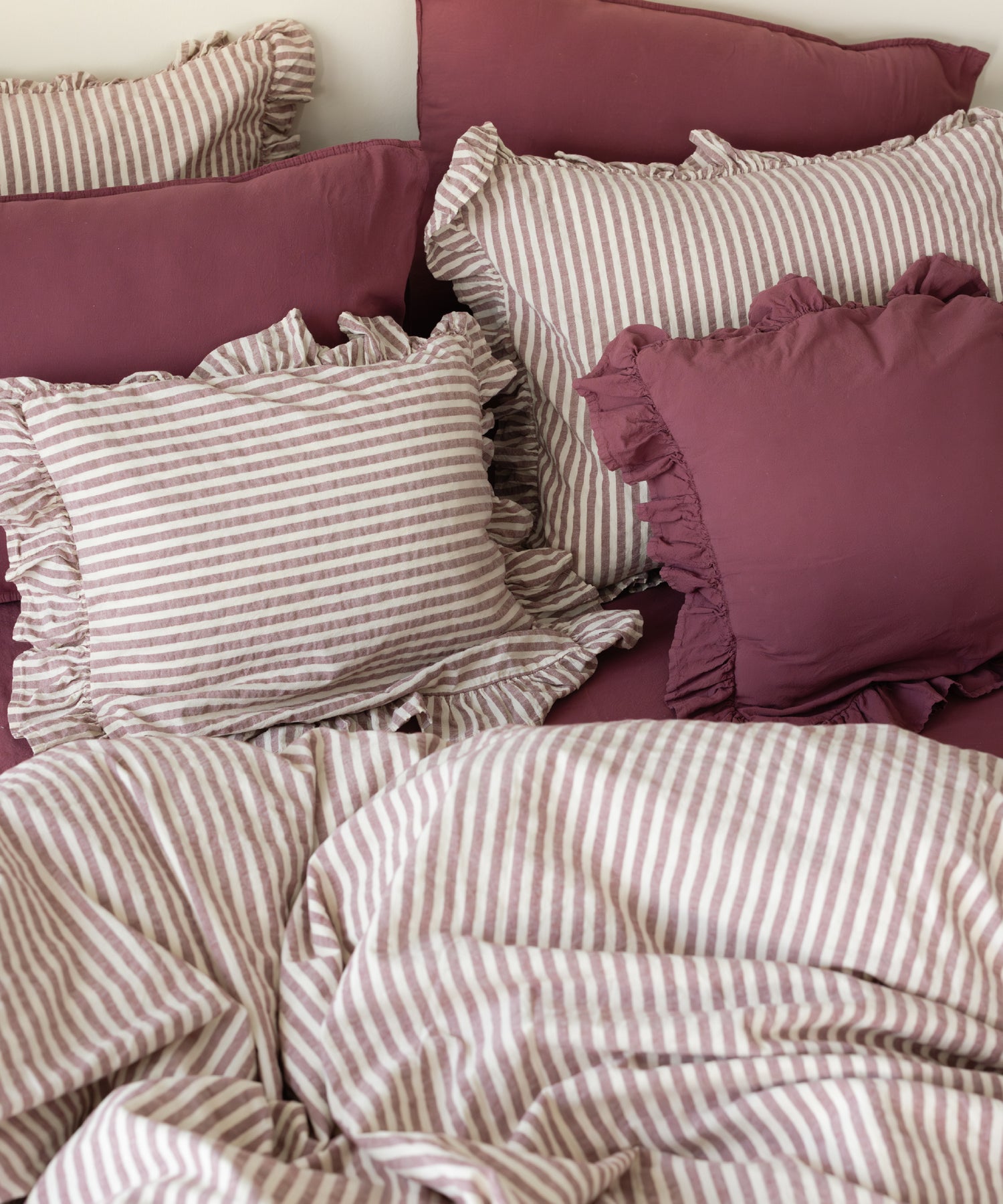 Garmentwashed Raspberry 100% Cotton Duvet Cover Set