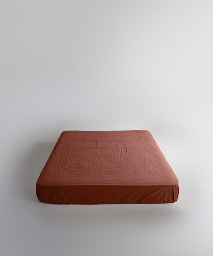 Stonewash 100% Soft Cotton Fitted Sheet Cinnamon Stick