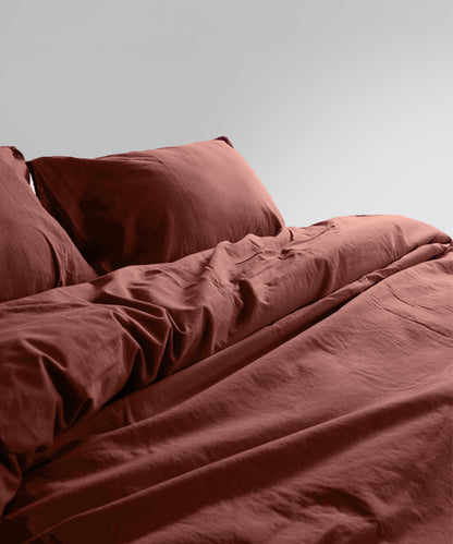 Stonewash 100% Soft Cotton Fitted Sheet Cinnamon Stick