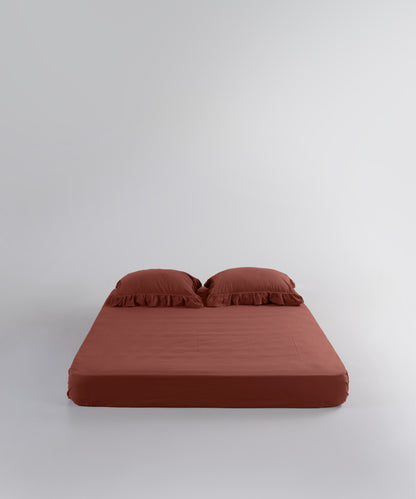 Stonewash 100% Soft Cotton Exclusive Fitted Sheet Set Cinnamon Stick