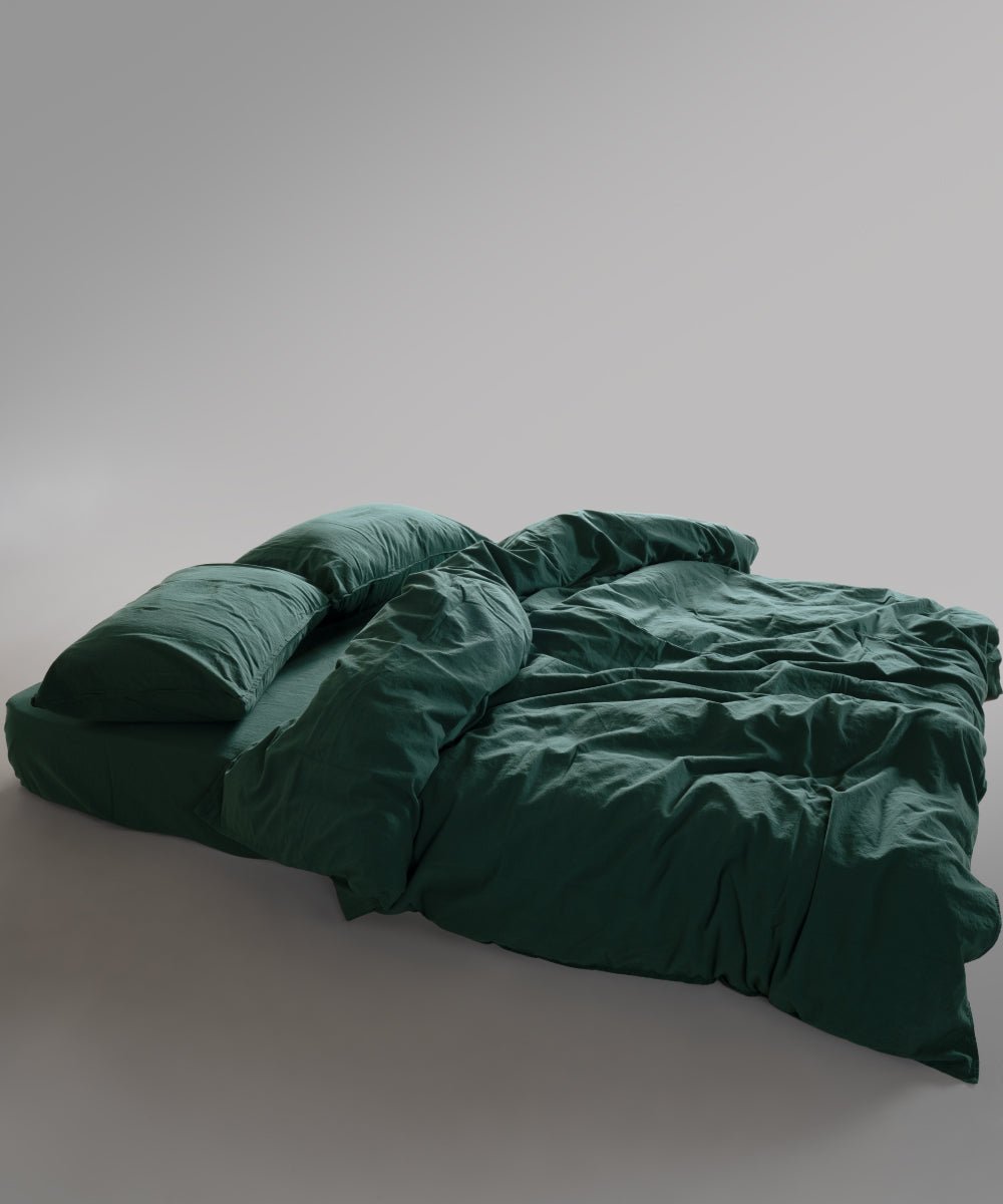 Stonewash 100% Soft Cotton Fitted Sheet Dark Green