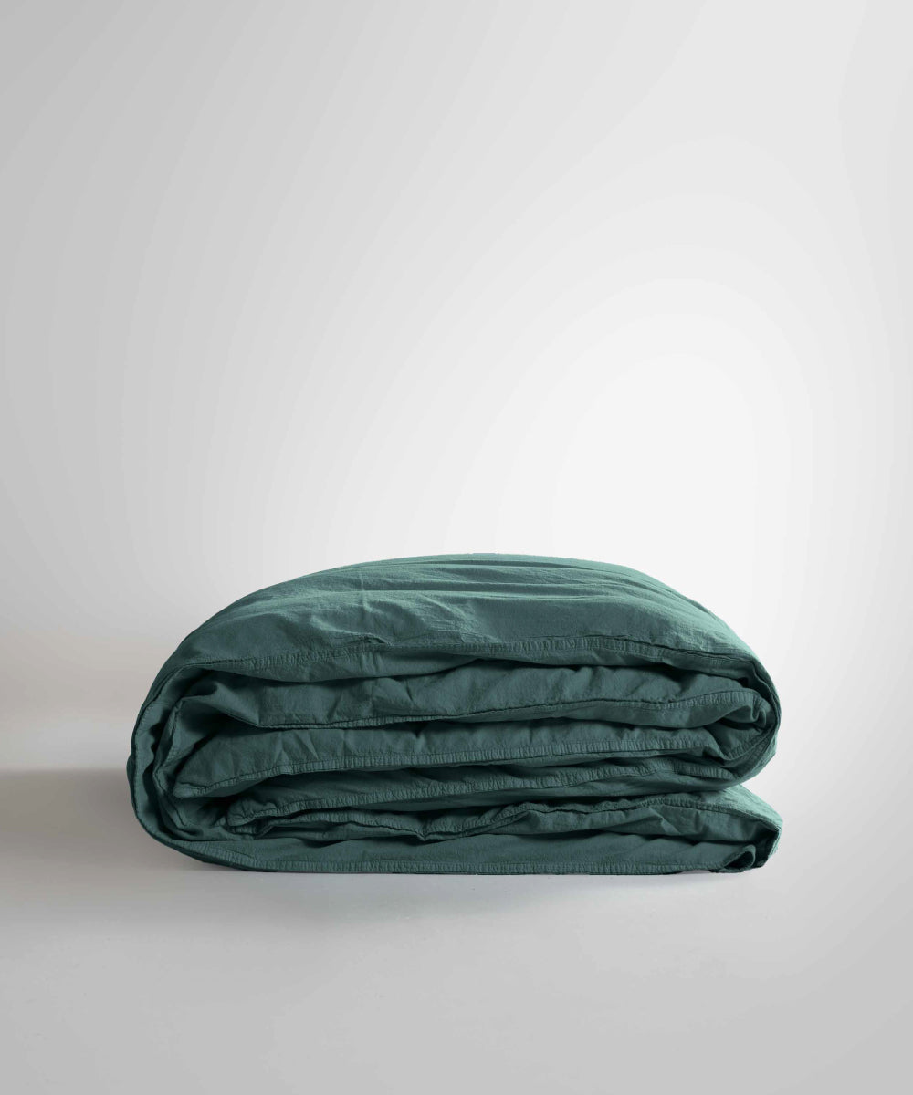 Stonewashed Ephesus 100% Soft Cotton Duvet Cover Dark Green