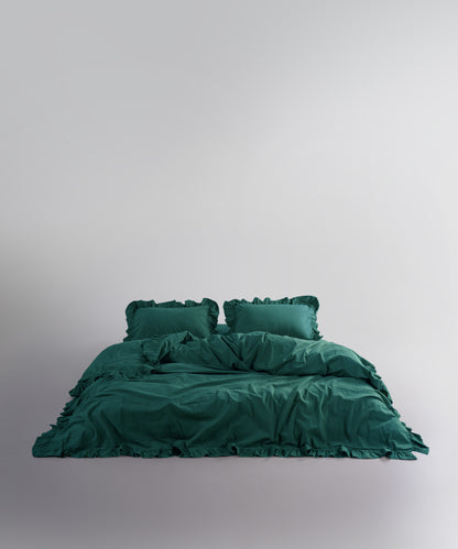 Stonewash 100% Soft Cotton Exclusive Fitted Sheet Set Dark Green