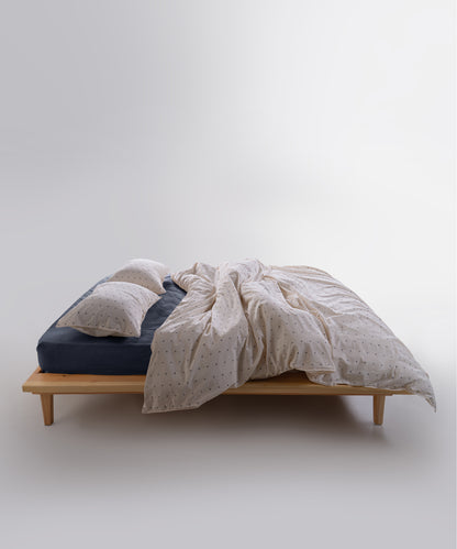 Double size cotton duvet cover set 200x200 cm with two 50x75 pillowcases, garment washed natural cotton