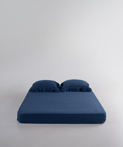 Stonewash 100% Soft Cotton Exclusive Fitted Sheet Set Dress Blue