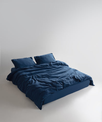 Stonewash 100% Soft Cotton Fitted Sheet Set Dress Blue