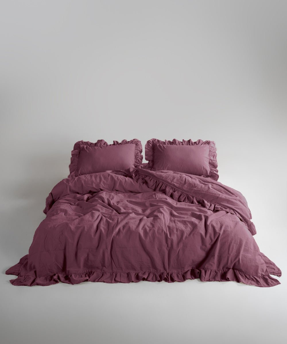 Stonewash Exclusive 100% Soft Cotton Duvet Cover Set Raspberry