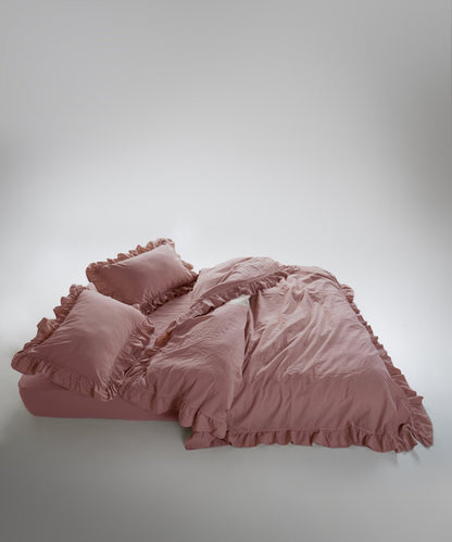 Stonewash Exclusive 100% Soft Cotton Duvet Cover Set Old Rose
