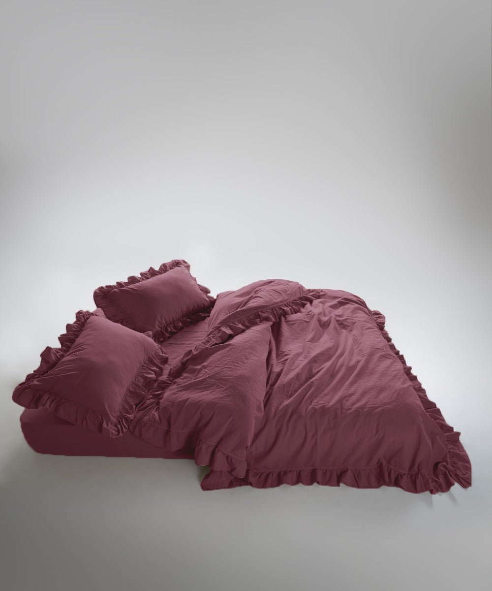 Stonewash Exclusive 100% Soft Cotton Duvet Cover Set Raspberry