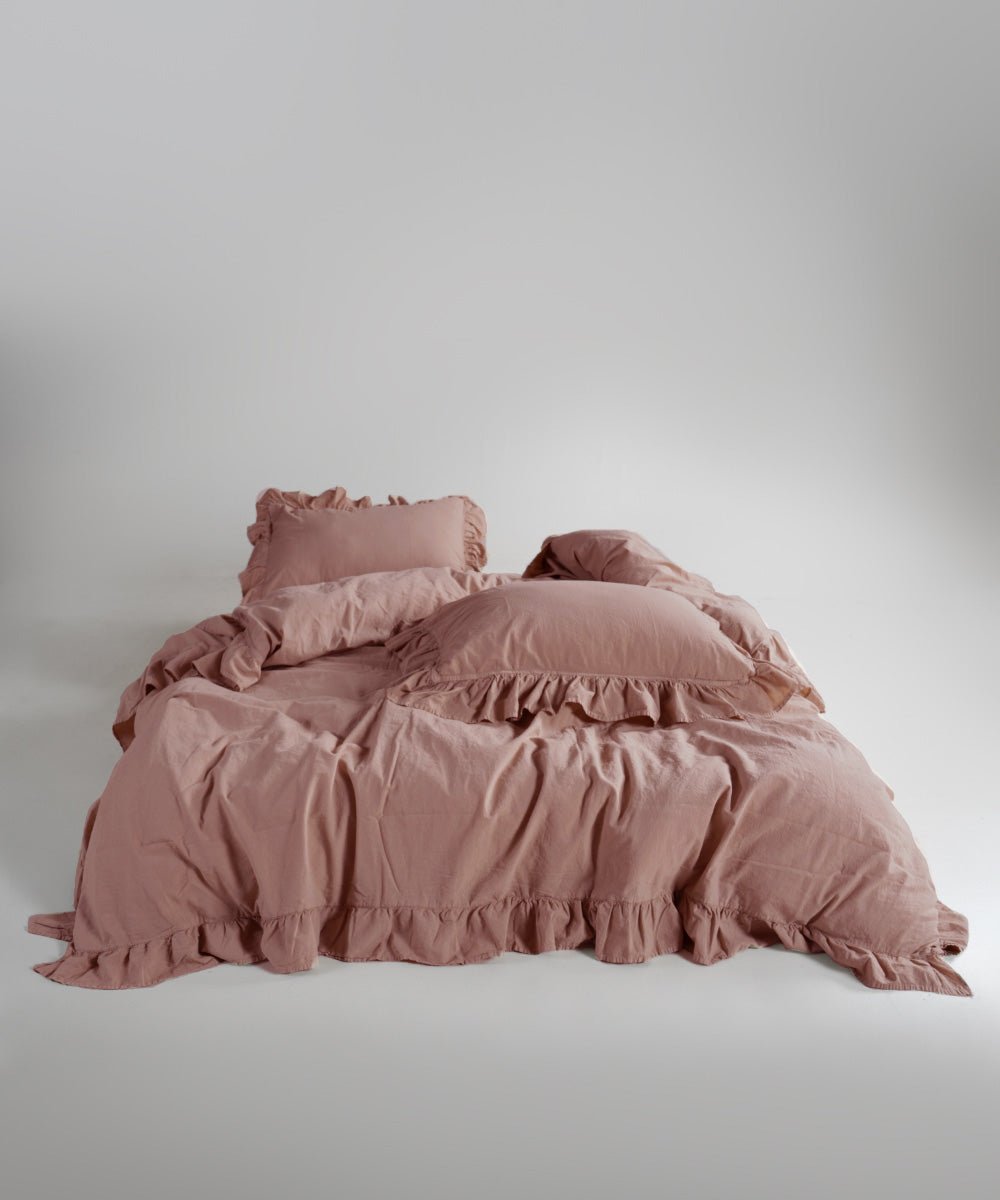 Stonewash Exclusive 100% Soft Cotton Duvet Cover Set Old Rose