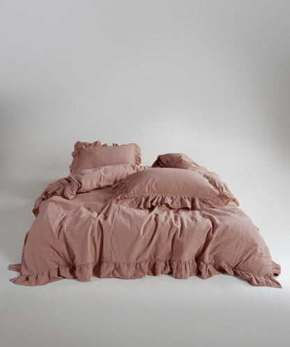 Stonewash Exclusive 100% Soft Cotton Duvet Cover Set Old Rose