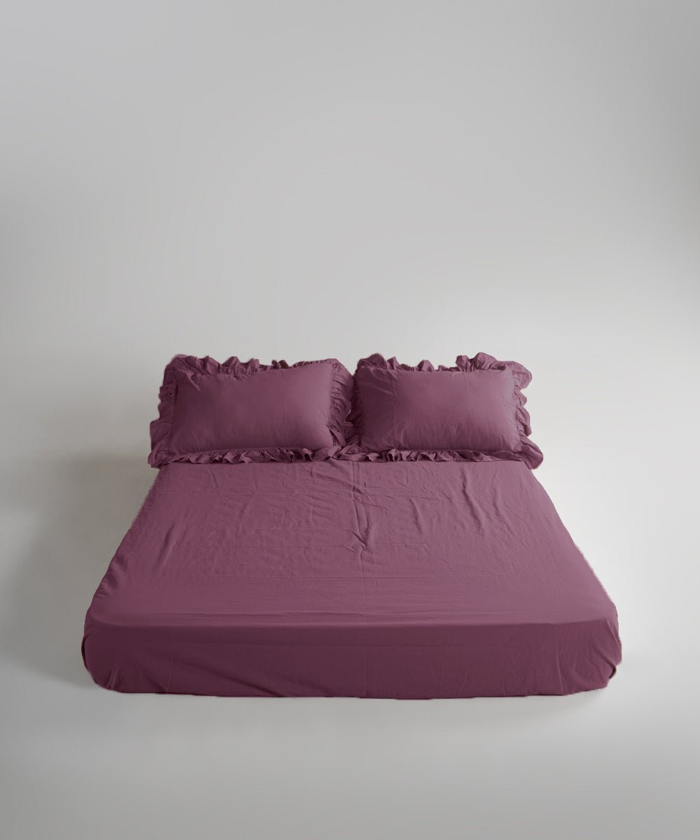Stonewash Exclusive 100% Soft Cotton Fitted Sheet Set Raspberry