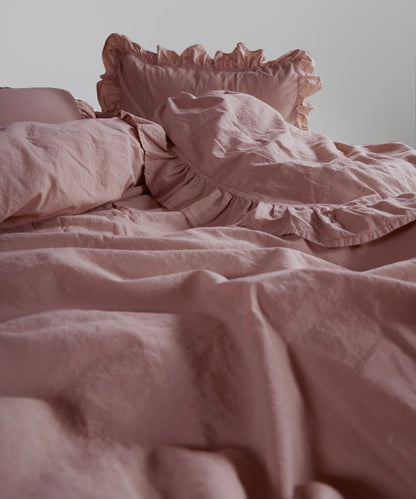 Stonewash Exclusive 100% Soft Cotton Duvet Cover Set Old Rose
