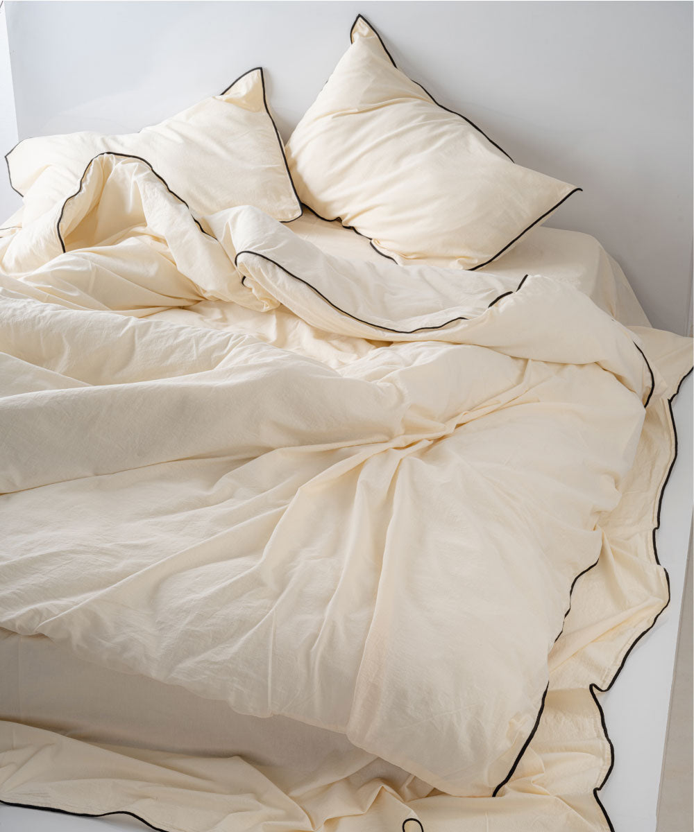 Essualte Cream 100% Cotton Stonewashed Duvet Cover Set