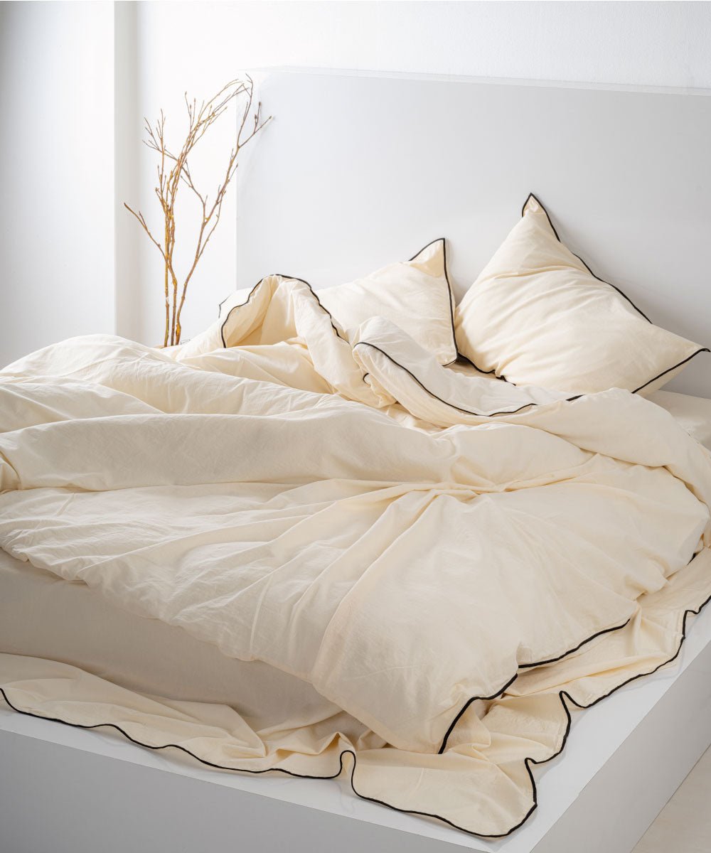 Essualte Cream 100% Cotton Stonewashed Duvet Cover Set