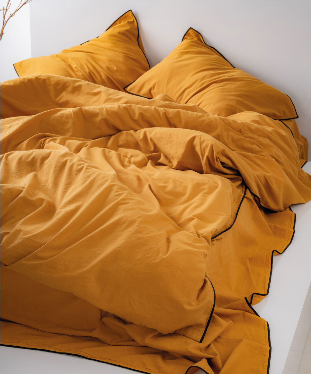 Essualte Mustard 100% Cotton Stonewashed Duvet Cover Set