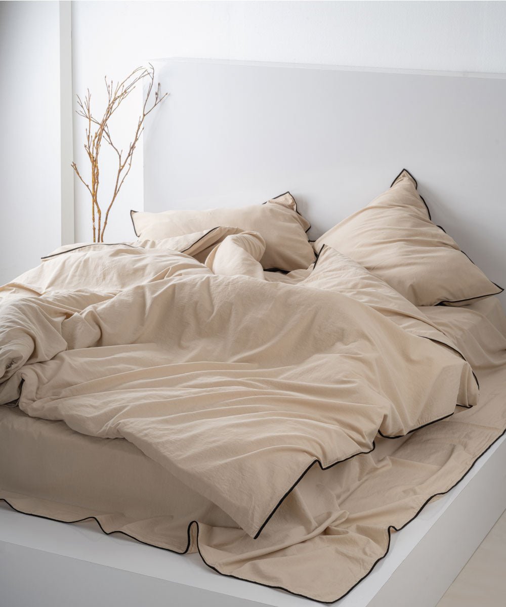 Essualte Oxfordtan 100% Cotton Stonewashed Duvet Cover Set