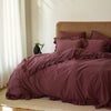 Stonewashed Exclusive 100% Soft Cotton Ruffled Duvet Cover Set Raspberry
