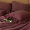 Exclusive Raspberry Ruffled 100% Soft Cotton Pillowcases Pair - Stonewashed | Limasso