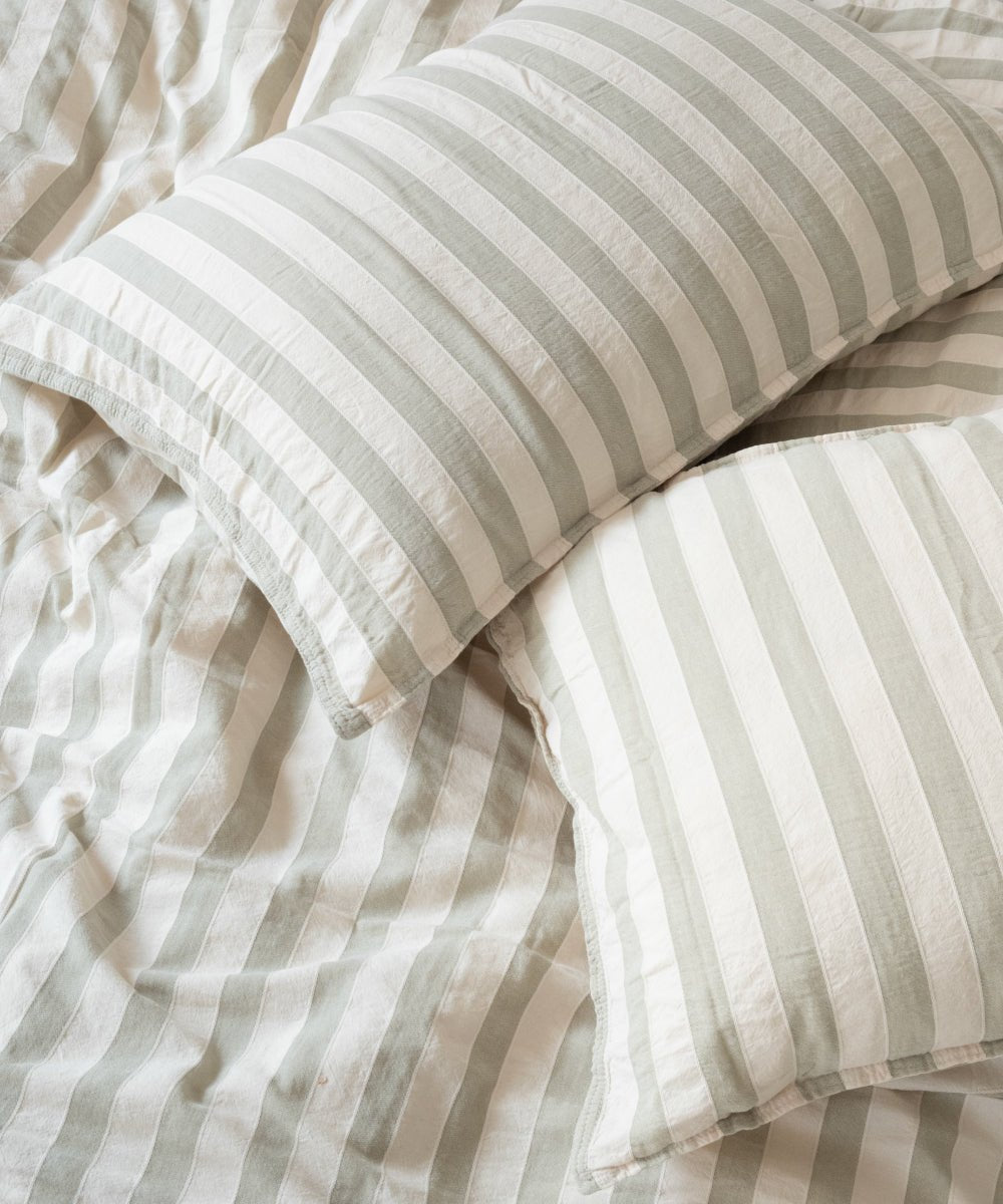 Green Wood cotton pillowcase with envelope closure made from soft garment washed cotton