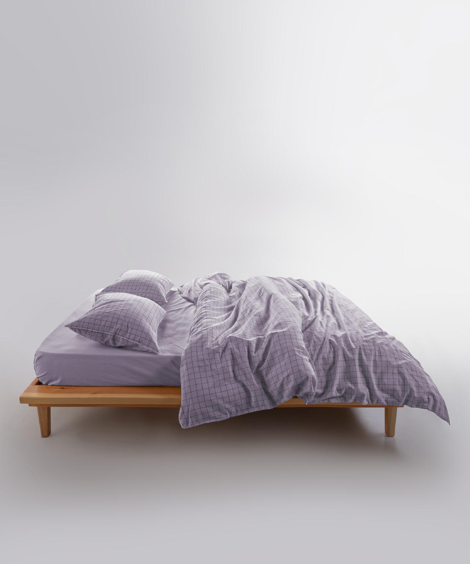 Stonewashed 100% Soft Cotton Duvet Cover Set Inara Natural Violet