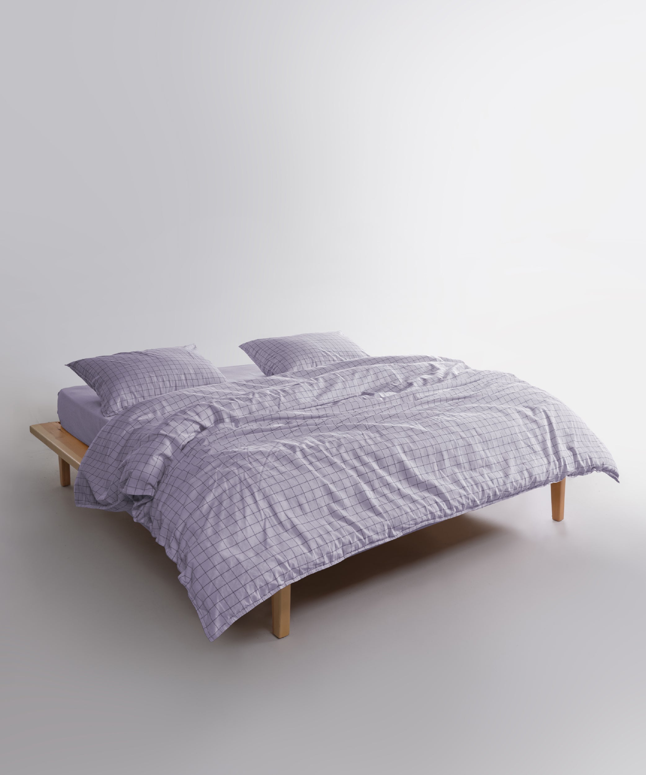 Stonewashed 100% Soft Cotton Duvet Cover Set Inara Natural Violet
