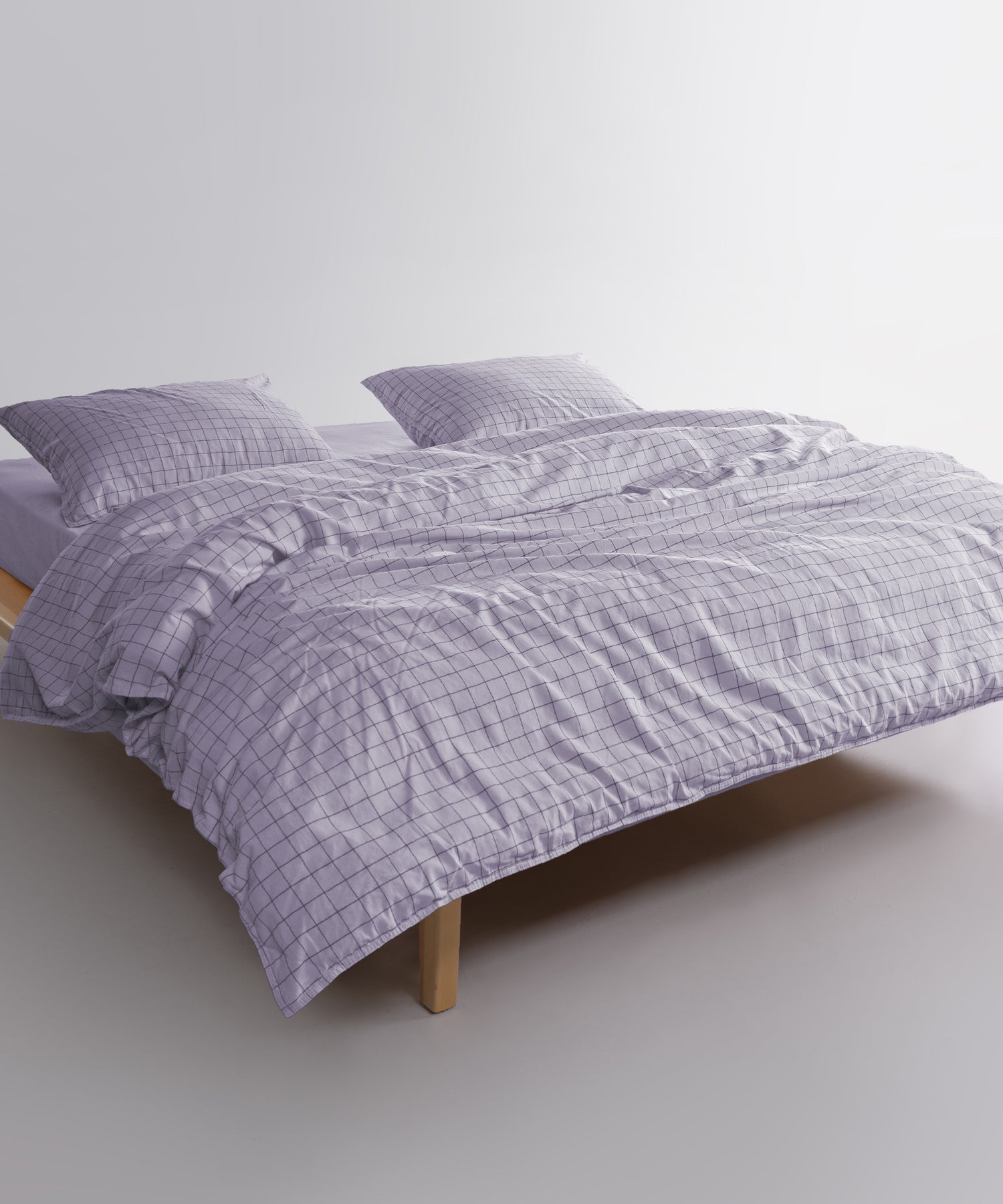 Stonewashed 100% Soft Cotton Duvet Cover Set Inara Natural Violet