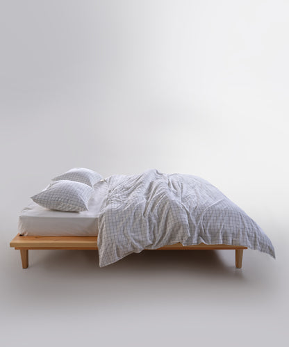 İnara Snow White Checkered 100% Soft Cotton Duvet Cover Set - Stonewashed | Limasso