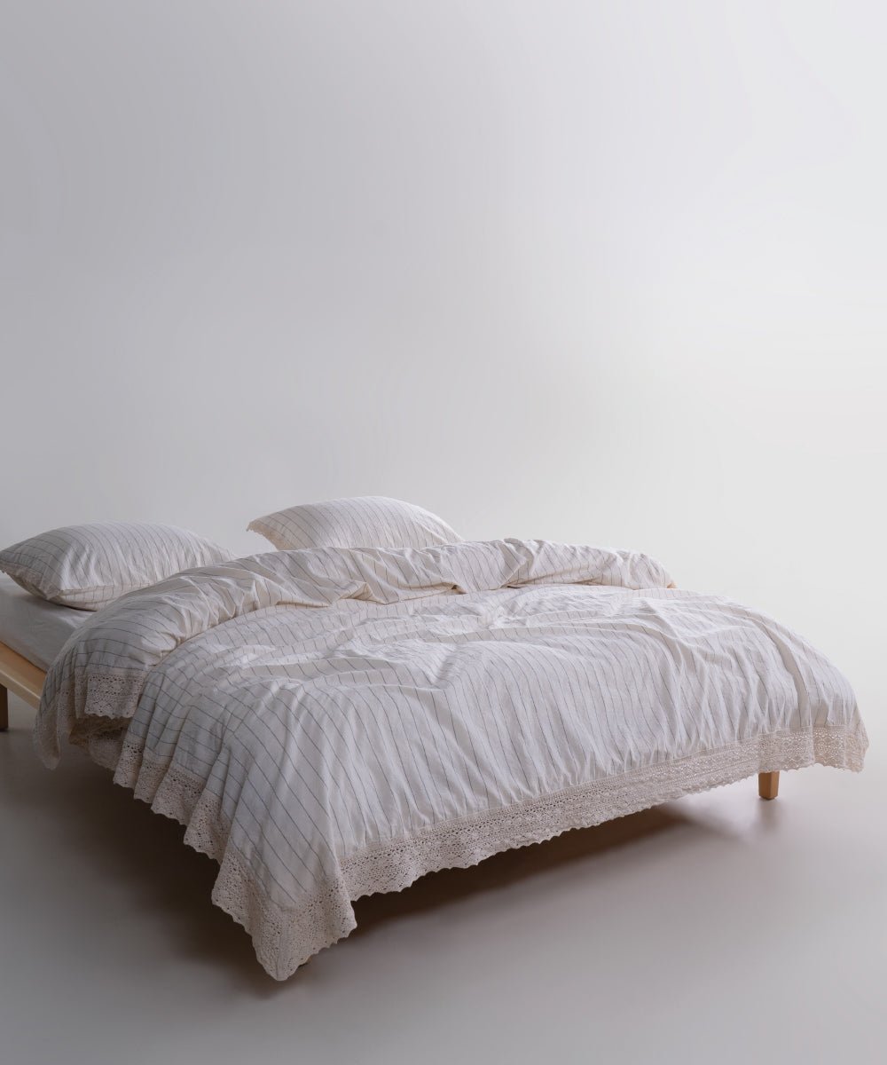 Garmenwashed Leila Laced 100% Cotton Duvet Cover Set