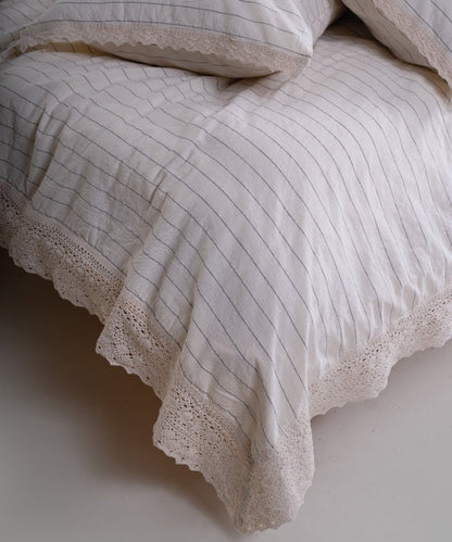Garmenwashed Leila Laced 100% Cotton Duvet Cover Set