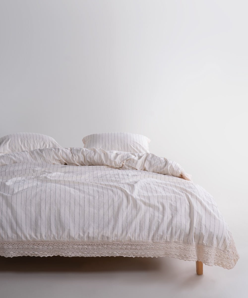 Garmenwashed Leila Laced 100% Cotton Duvet Cover Set
