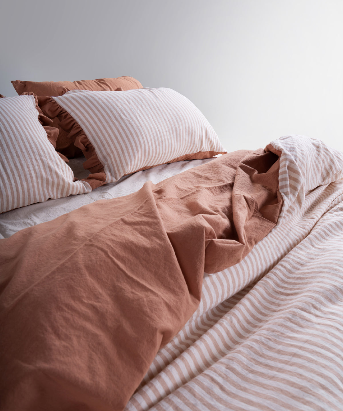 Natural cream cotton duvet cover with subtle striped pattern from Marrakesh collection